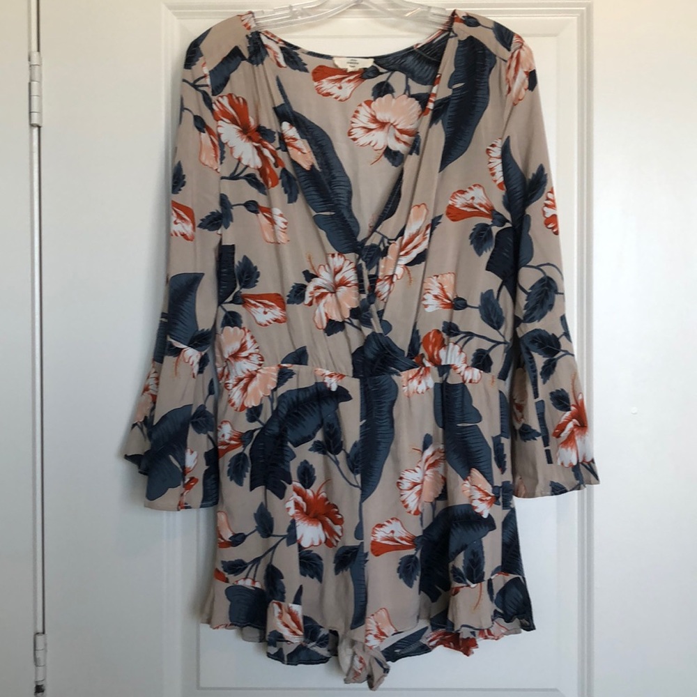 Tan floral romper